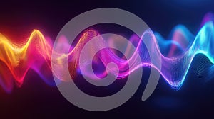 Abstract glowing sound wave visualizing digital data flow