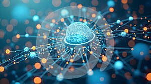 Abstract Glowing Sphere with Interconnected Lines and Nodes