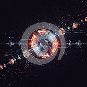 Abstract Glowing Sphere with Digital Particles