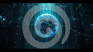Abstract Glowing Sphere of Light and Data