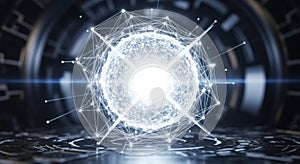 Abstract glowing sphere network technology concept use case