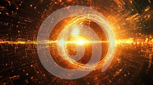 Abstract glowing sphere representing digital data technology network