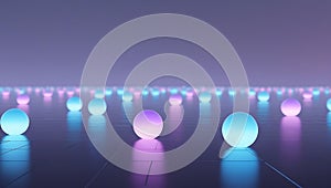 Abstract Glowing Spheres in a Futuristic Scene