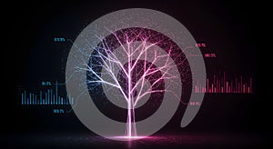 Futuristic AI Data Tree with Network Connections and Holographic Analytics
