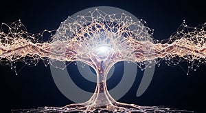 Abstract Glowing Tree Representing Data Connection and Artificial Intelligence Network