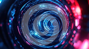 Abstract glowing tunnel vortex concept visualizing data transfer