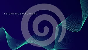 Abstract glowing wave lines on dark blue background. Dynamic wave pattern. Modern flowing wavy lines.