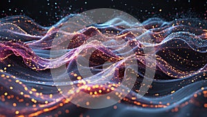 Abstract Glowing Waves Digital Data Flow.