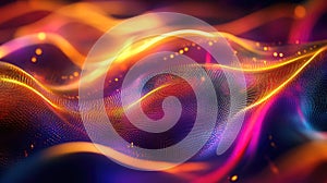 Abstract glowing waves visualizing data and digital flow