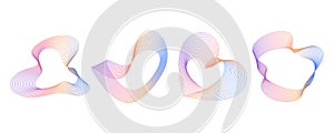 Abstract glowing wavy lines circles curve shape with rainbow gradient color. Digital flowing round frequency track and