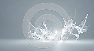 Abstract glowing white wireframe digital art structure