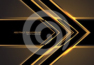 Abstract gold arrow speed direction on black banner blank space design modern luxury futuristic technology background vector