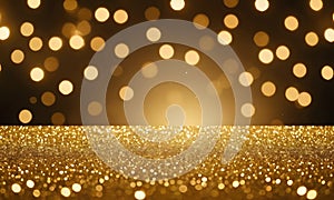 abstract gold background with blur bokeh light, glitter glow magical moment luxury atmosphere on ground stage