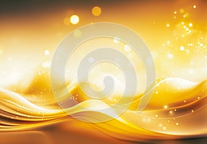 Abstract gold background with bokeh defocused lights and waves bokeh blur