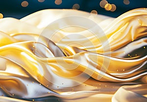 Abstract gold background with bokeh defocused lights and waves bokeh blur