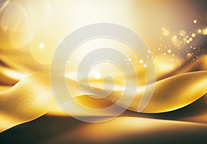 Abstract gold background with bokeh defocused lights and waves bokeh blur