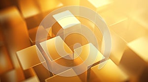Abstract gold background with cubes. 3d render. Computer generated image. Generative AI