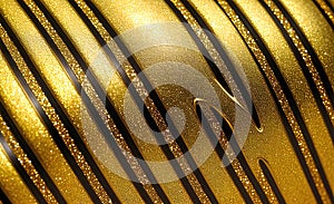 Abstract gold background, golden black metal wavy liquid patterns wallpaper. Generative Ai