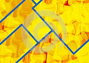 Abstract gold background squares rectangles and triangles in geometric pattern design. Textured yellow background
