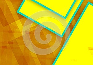 Abstract background colorful squares rectangles and triangles in geometric pattern design. Textured yellow orange paper