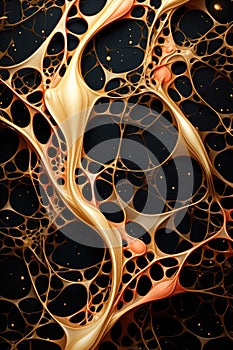 Abstract gold and black background with a golden swirl, AI