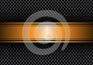 Abstract gold black line banner on circle mesh design modern luxury background texture vector.