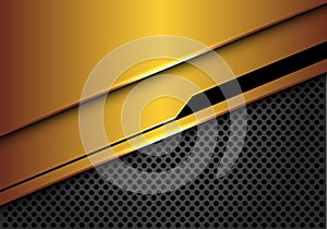 Abstract gold black line futuristic overlap on dark grey circle mesh design modern luxury background vector