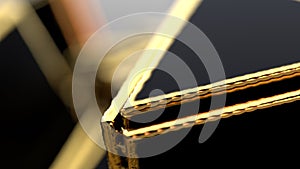 Abstract Gold and Black triangle shapes Background Closeup - 3D Render