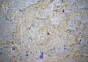 Abstract gold and blue painted wall texture, grunge art deco, unique modern home wall art decorative paint