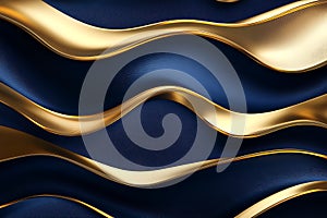 Abstract Gold and Blue Waves