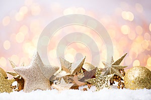 Abstract gold bokeh. Christmas and new year theme background.