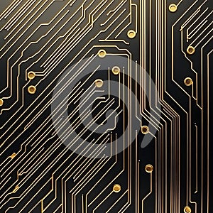 Abstract Gold Circuit Board Pattern Elegant Technology Background