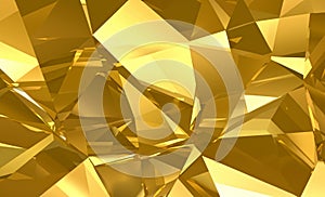 abstract gold crystal background, faceted texture, macro panorama, wide panoramic polygonal wallpaper