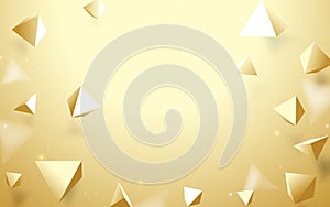 Abstract Gold 3d pyramids background. Vector illustration
