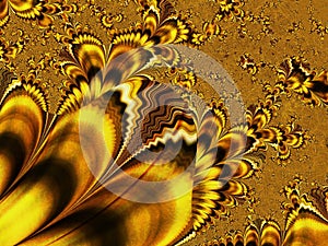 Abstract Gold Dendritic Background Like Frostwork Fractal Art