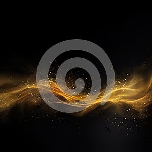 Abstract gold dust background over black