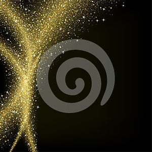 Abstract gold dust glitter star wave background