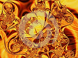 Abstract Gold Flourish Background Like Frostwork Fractal Art