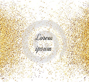 Abstract gold glitter background. Bright sparkles for card