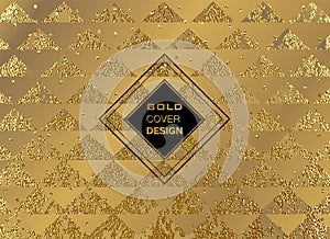 Abstract gold glitter geometric vector background.