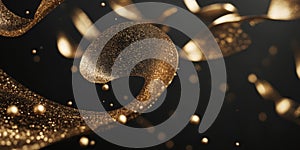 Abstract Gold Glitter Particles on Black Background