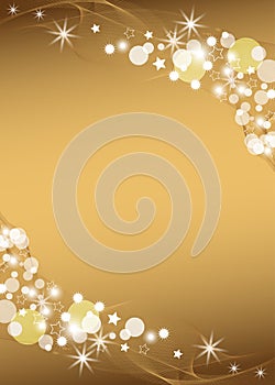 Abstract gold light background, bokeh vertical holiday background with sparkles for Christmas or New Year and Wedding. Vector