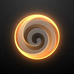 Abstract gold light circle effect on black background
