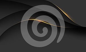 Abstract gold line curve on black shadow overlap design modern futuristic luxury creative background vector