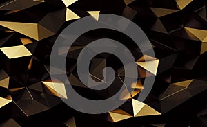 Abstract gold metal geometric triangles background 3d render