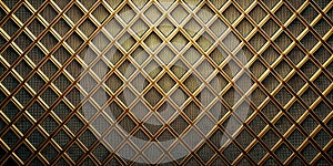 Abstract gold metal grid pattern with diamond shapes. Generative AI