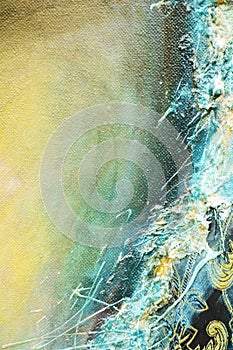 Abstract gold oil paint strokes, organic textile hypnotic background