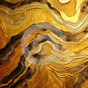 Abstract Gold Paint With Futuristic Chromatic Waves