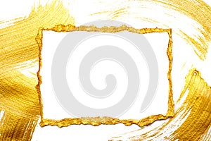 Abstract gold painted frame on a white and gilded background with place for your text