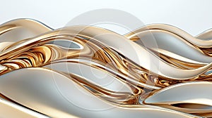 Abstract Gold and Silver Flowing Waves Metallic Luxury Texture